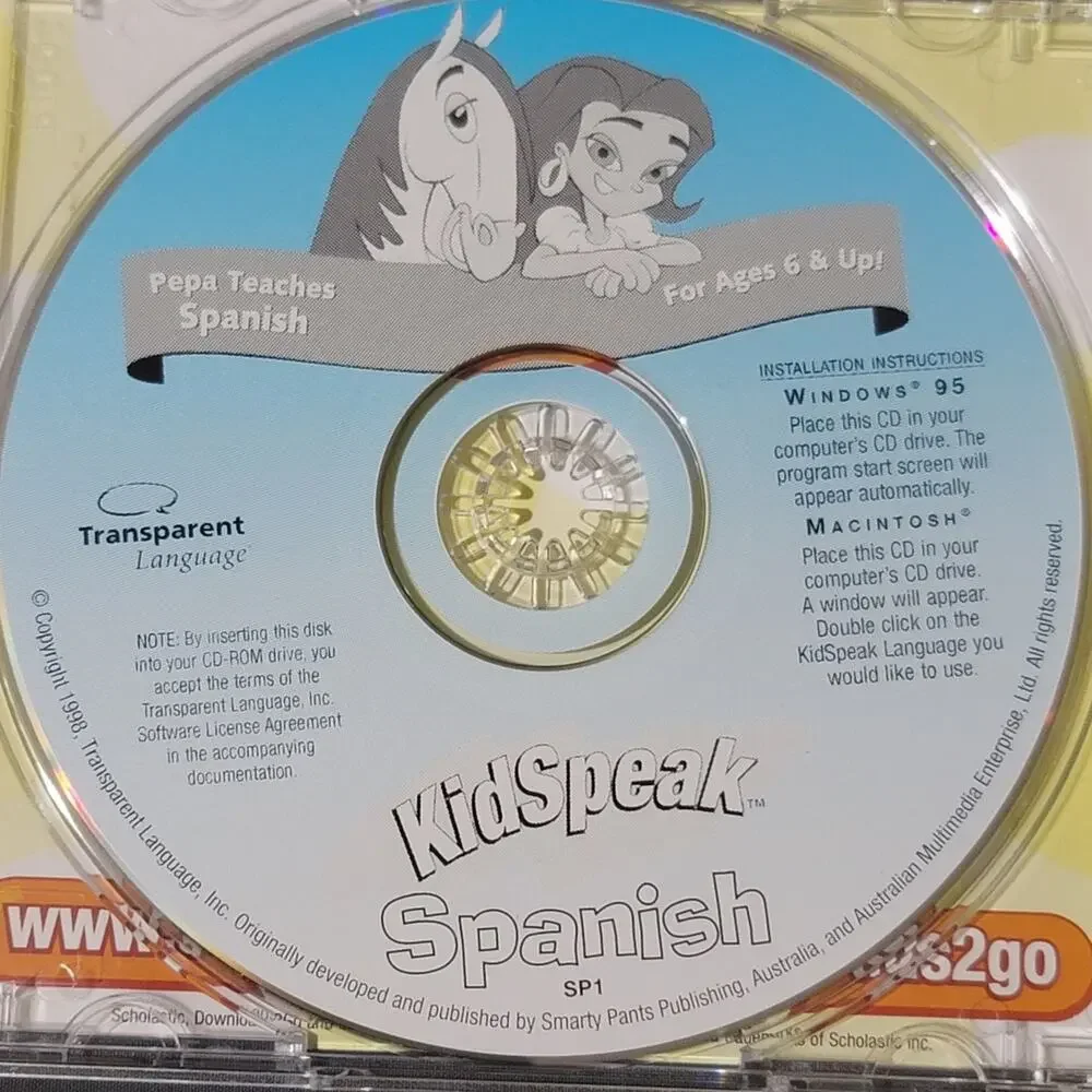 Vtg 1998 Scholastic Kids Speak Spanish CD ROM Educational Game